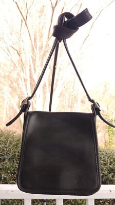 Coach SMALL 9145 Vintage Studio Flap Black Leather Shoulder Bag | eBay