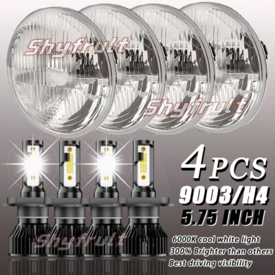 4PCS 5 3/4'' 5.75'' LED Headlights Hi-Low Start-up DRL For PETERBILT Semi 349 359