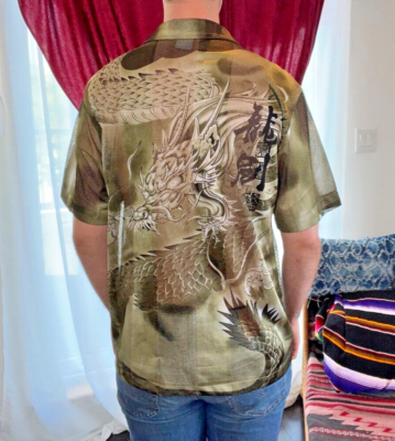 Balenciaga-Style - Vintage Dragon Shirt - Perforated Mesh