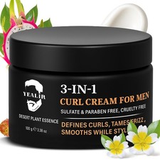 Curl Cream for Men Anti-Frizz Defining Cream Wavy Hair 3.38oz No Crunch
