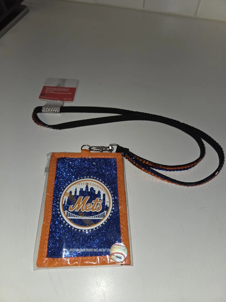 MLB New York Mets ID Wallet Holder Beaded Lanyard Licensed NEW - Image 3 of 4