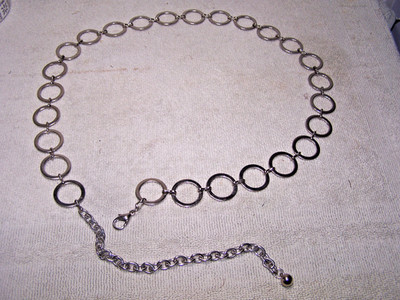 Y2K 2000s Silver Metal Chunky Circle Adjustable Chain Belt  display picture 1