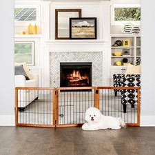 Design Paw 62-Inch Super Wide 3 Panel Premium Wooden Pet Gate,Brown