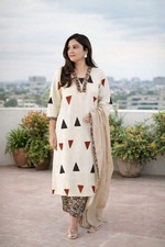 Women Traditional Cotton Printed Kurta Set Dupatta Ethnic Indian Suit Casual