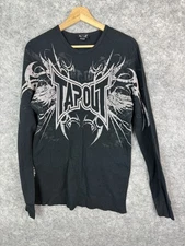Vintage Tapout Shirt Mens Large Long Sleeve Y2K Grunge Skater Black Emo Graphic