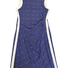 Chaps Navy and White Geometric Dress geometric pattern. Classic summer dress.