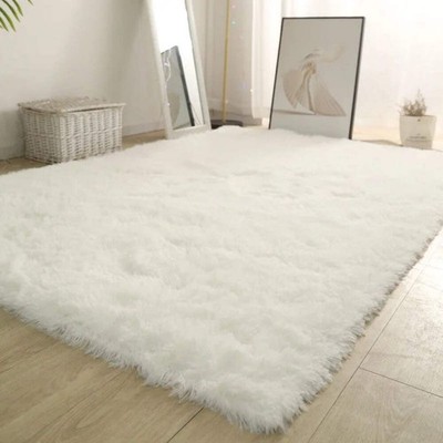 Weiß Flauschig Flur Teppich Modern Wohnzimmer Schlafzimmer Wohnkultur Große Matten Dicke