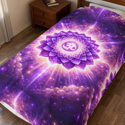 Crown Chakra Mandala Blanket Velveteen Plush Throw Yoga