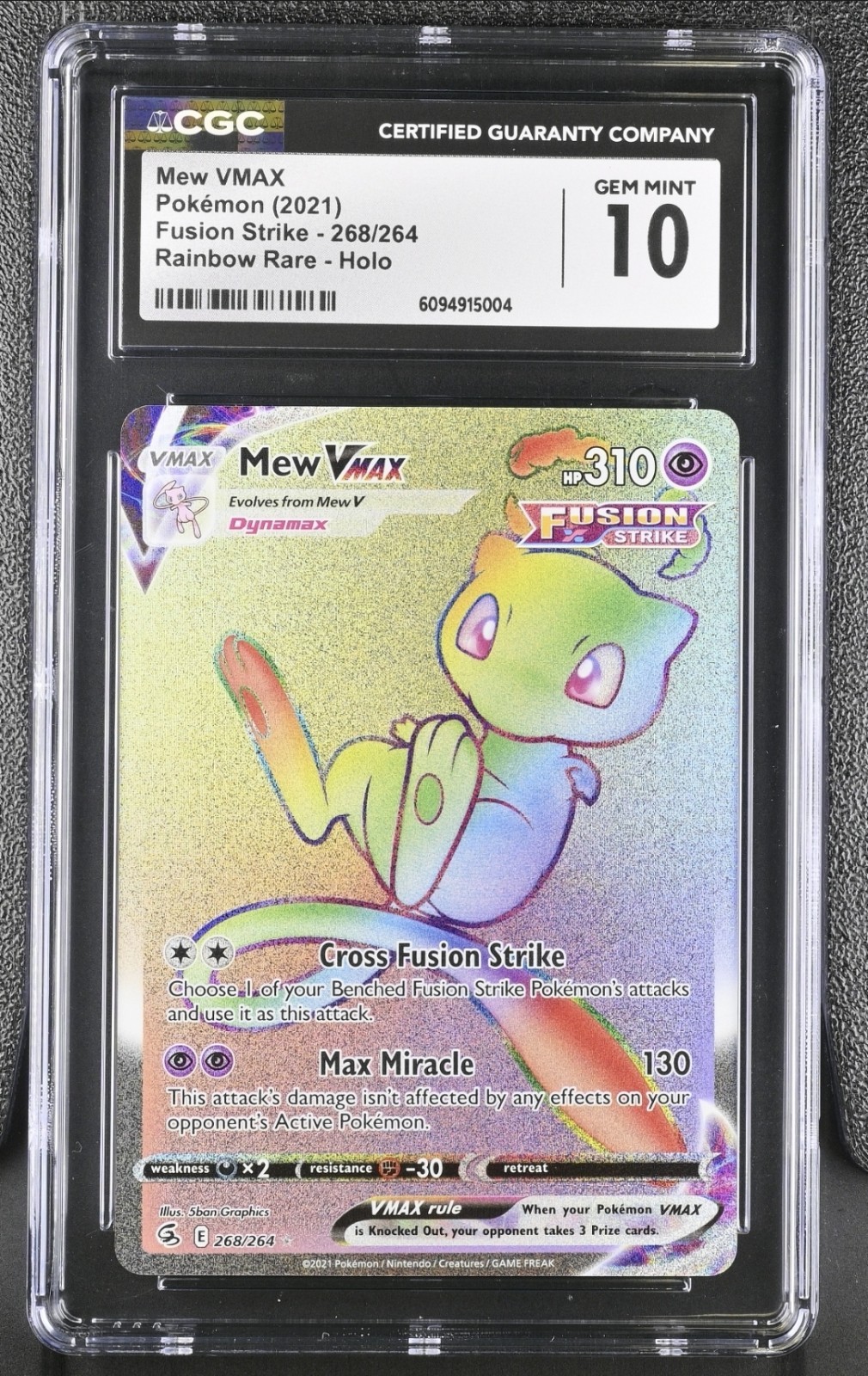 Pokémon TCG- Mew VMAX 268/264 Secret Rare- Fusion Strike- CGC 10 Gem Mint