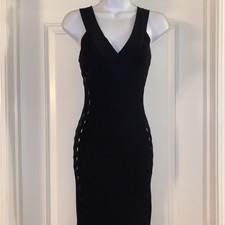NWT Fashion Nova Zig Zag Cutie Sleeveless Black Ribbed Maxi Dress Cut Outs Sm