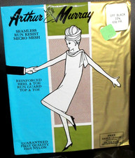 Vintage Arthur Murray Off Black Seamless Nylons Late 60s Size 10.5 womens Thigh
