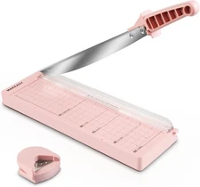 MAKEASY Paper Cutter 12 Inch Guillotine Paper Cutter with 8 Sheet Capacity Pink