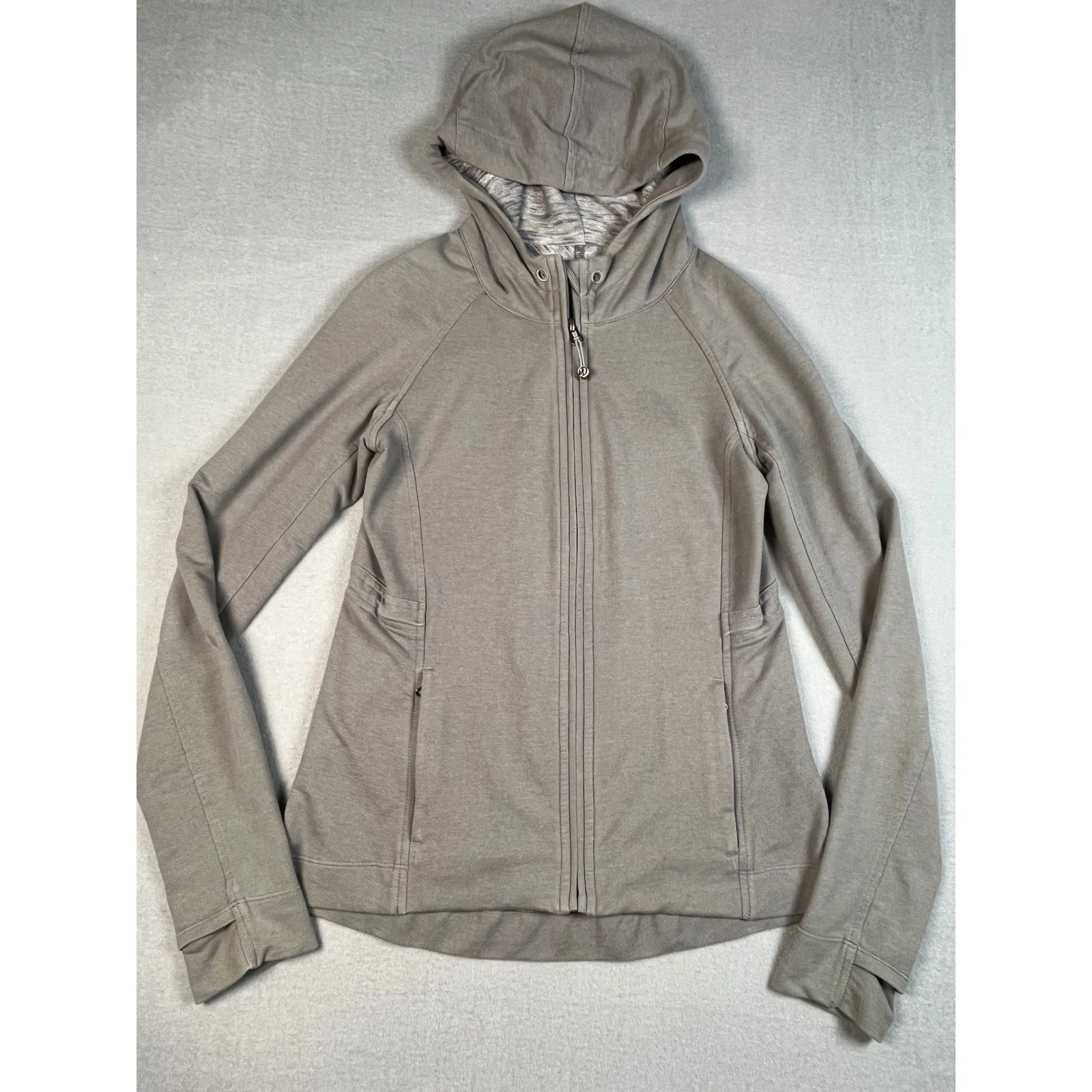 Lululemon Take Ten Hoodie Full Zip Sz 4 Athleisure Battleship Jacket Thumbholes