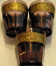 3 Art Deco Amethyst Kristallgläser von Ludwig Moser, Karlsbad ca. 1920er