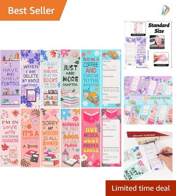 Double-Sided Bookmarks Set - 100 Beautiful Patterns for Reading Progress