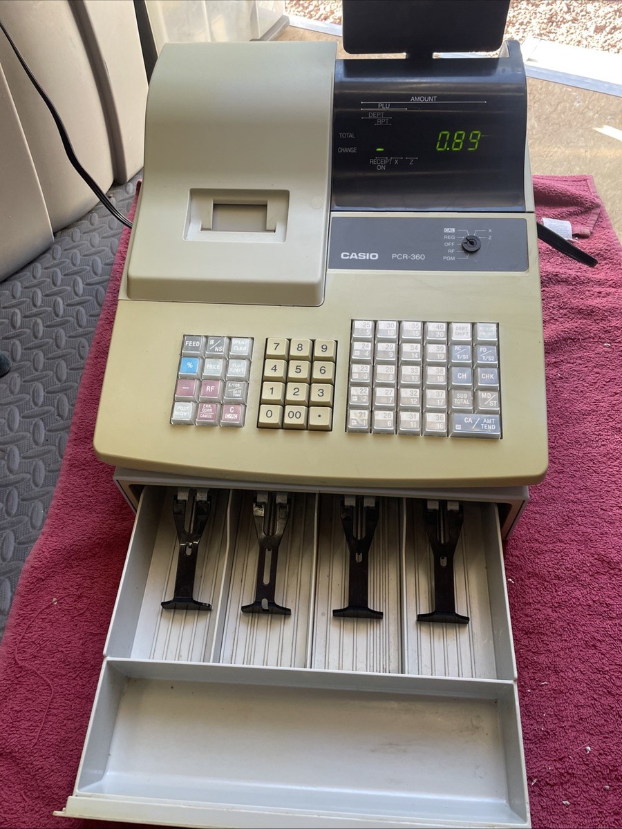 Vintage Casio Electronic Cash Register With Money Drawer PCR-360