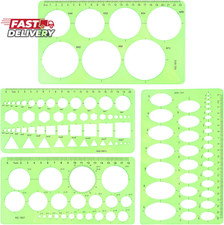 Circle Template for Drawing Drafting, 4Pcs Plastic Circle/Oval/Triangle Shape St