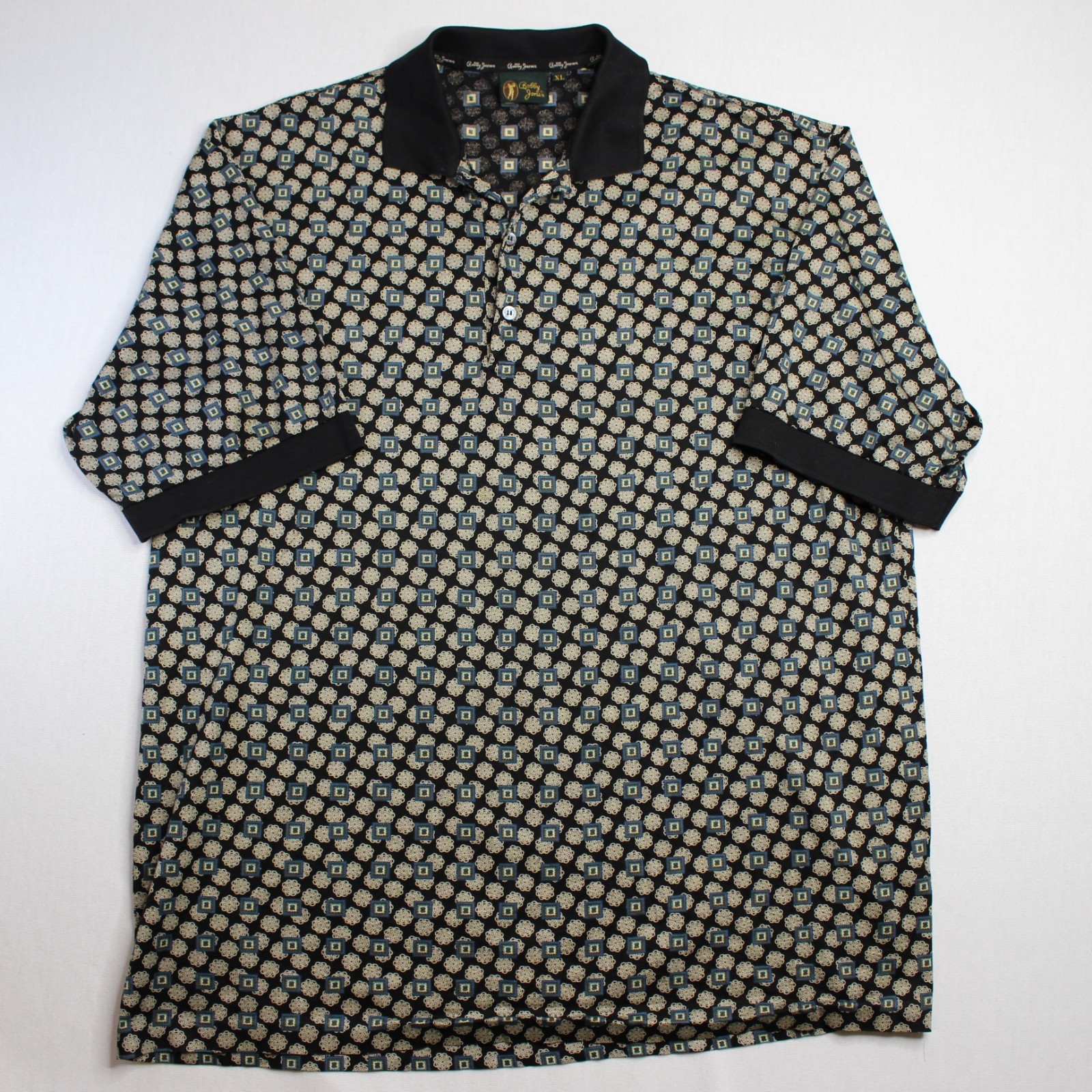 Vintage Bobby Jones Men’s XL Geometric Golf Polo Short Sleeve Shirt Italy Made