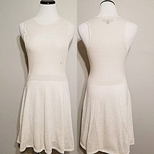 New American Eagle Pointelle Knit Tank Dress S Womens Ivory & Gold Fairycore