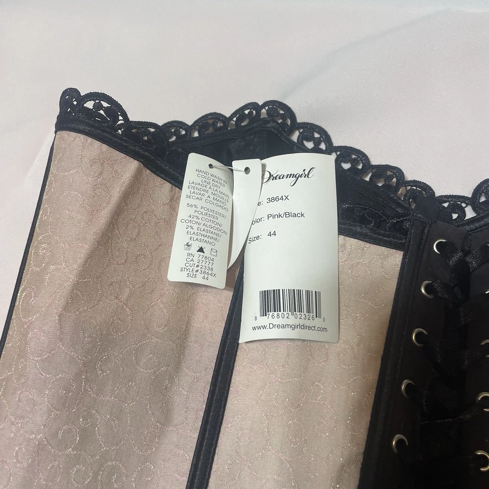 Корсет Dreamgirl Ursula на шнуровке крюк и глаз двусторонний розовый черный размер 44 - Изображение 4 из 4