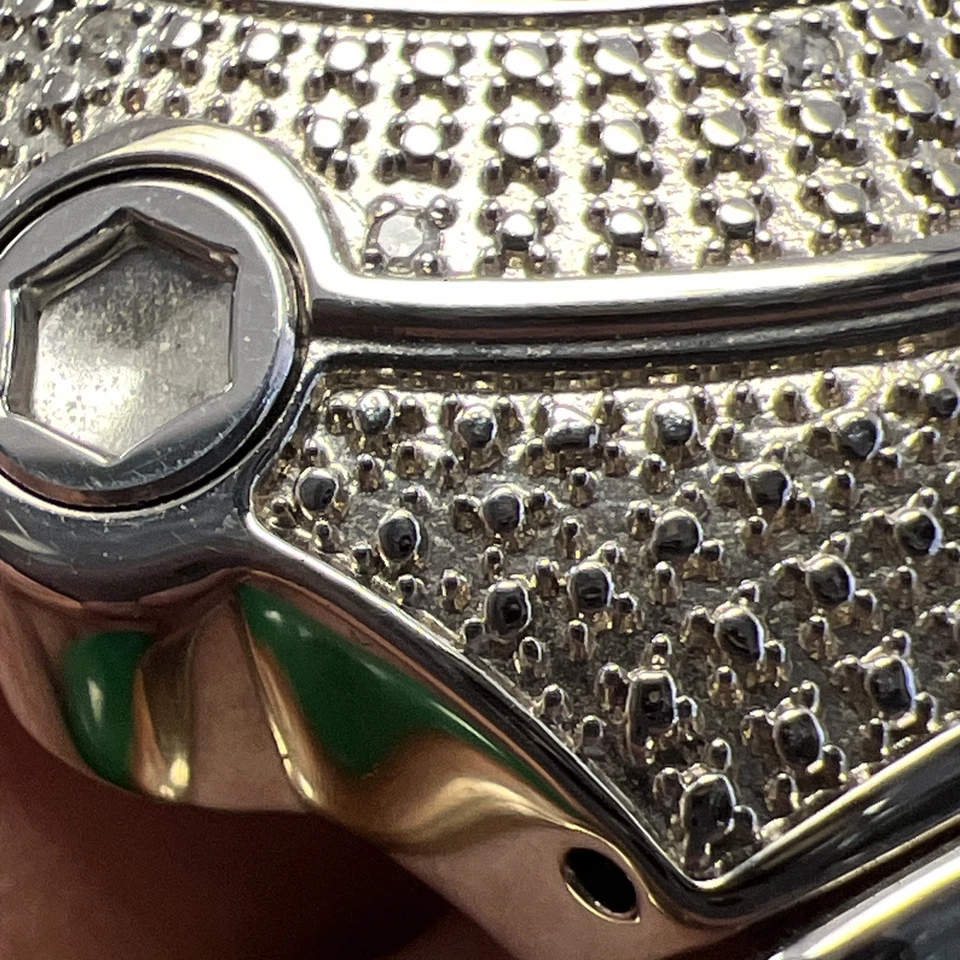 Mens Aqua Master .20ct Z.C STONE Watch Silver Dial Chronograph $Large Number💥 - Image 4 of 4