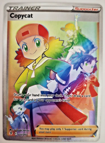Pokémon TCG Evolving Skies 2021 Secret Rainbow Holo Rare Card Copycat 222/203