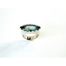 Aquamarine Marquis Faceted Sterling Silver Handmade Ring Size US 8