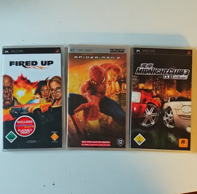 3x Sony PSP UMD Video: Fired Up, Spider-Man 2, Tokyo Drift, FSK 12, RC2