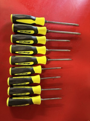#ad #ad Snap on Tools NEW 9pc HI VIZ Soft Grip T8 T45 TORX Screwdriver Set SGDTX90BHV $239.00