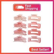 TOCESS Hair Claw Clips for Women Long Thin Hair, 8 Pack 4.33 Inch Big Matte Brig