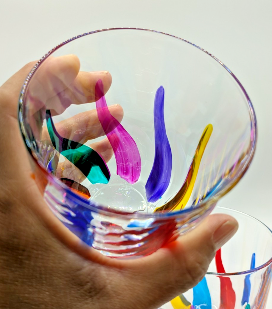 CC ZECCHIN MURANO Whisky Glass, Swirl Pattern Multi color 4