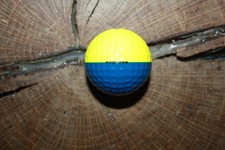 VINTAGE BLUE AND YELLOW PING GOLF BALL