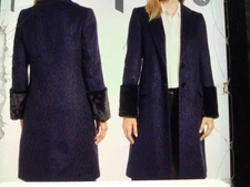 Helene Berman London Women’s Navy Future College Notch Collar Lined Coat Size S.