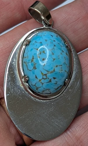 Estate Turquoise Pendant Costume Jewelry - Beautiful Unmarked