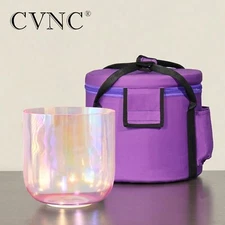 432Hz 7 inch F Heart Chakra Alchemy Pink Clear Crystal Singing Bowl W/Bag