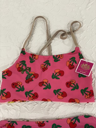 Juicy Couture Girls Printed Bikini Swimsuit Reversible Fruit Cherry Size 14 NWT - Picture 4 of 10