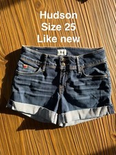 Hudson Croxley Mid Thigh Dark Wash Shorts Dark Wash Distressed Size 25 USA Made