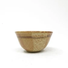 Vintage Modern Tan Brown Glazed studio pottery Japanese rice or soup bowl