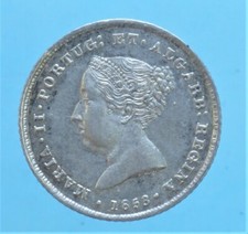 PORTOGALLO MARIA II 100 REIS 1853 MONETE DA COLLEZIONE ARGENTO SILVER COIN (2)