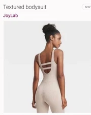 New Beige Women's Textured Seamless Padded Bodysuit - JoyLab X-Large NWOT
