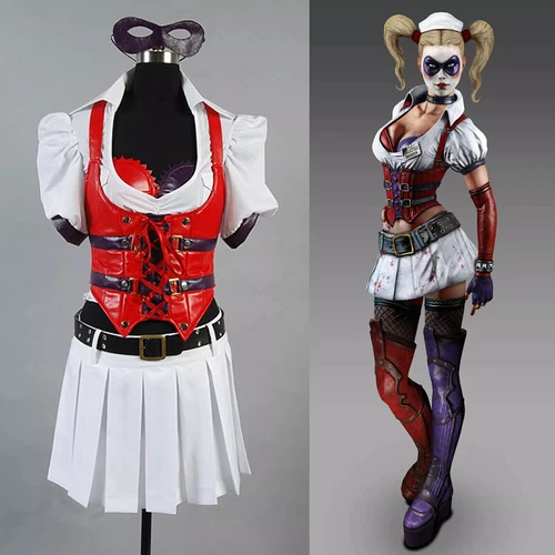 HOT Batman Arkham Asylum Ville Harley Quinn Cosplay Costumes Carnival Halloween