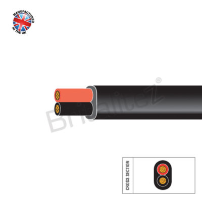 30m Schwarz & Rot Dünne Wand 21 AMP 2 Kern Kfz Marine Kabel Flach Twin Schwarz