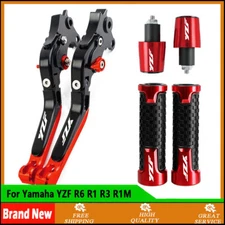3PCS - Handle Grips Cap Brake Clutch Levers set For Yamaha YZF R6 R1 R3 R1M