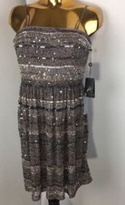 Adrianna Papell Stripeless Full Stone Beaded Party Short Cocktails Dress New$299