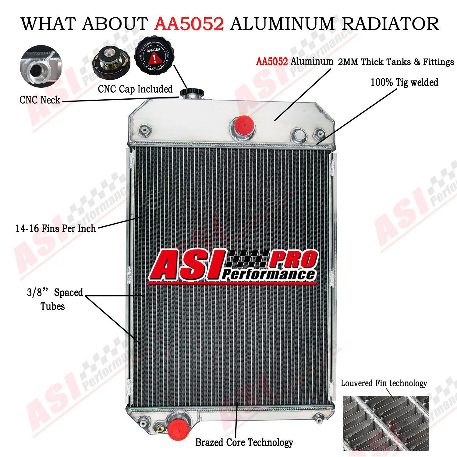 27.56"H x 22.75"W Aluminum Radiator For Perkins 2485B2834..