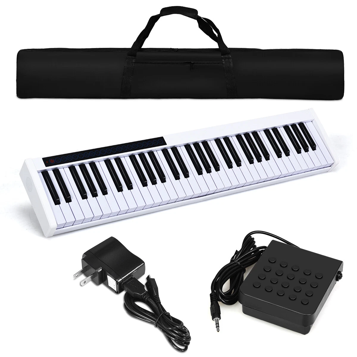 Sonart 61 Key Portable Digital Piano MIDI Keyboard w/Pedal Gift White