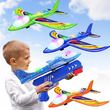 3-Pack Foam Airplane Launcher Toys with Dual Flight Modes for Kids