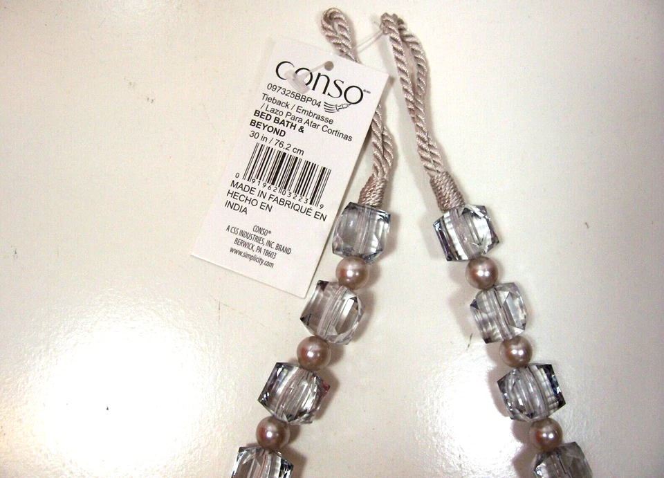Pérola com miçangas de cristal 30 polegadas cortina amarrar cama banho e além prata - Imagem 3 de 4