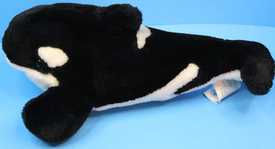 Vintage Shamu Orca Killer Whale Plush 9'' Black & White Stuffed Animal Sea World
