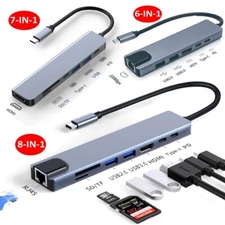 USB C Hub Ethernet Multiport Type C Adapter For MacBook Pro/Air iPad Pro Laptop
